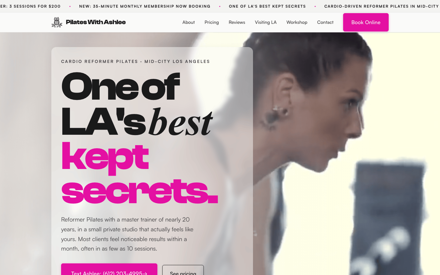 Ashlee Pilates Studio website