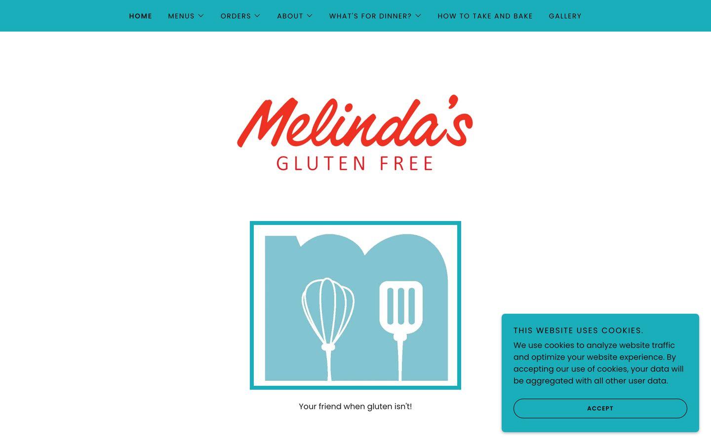 Melinda's Gluten Free Bakery website, The old site